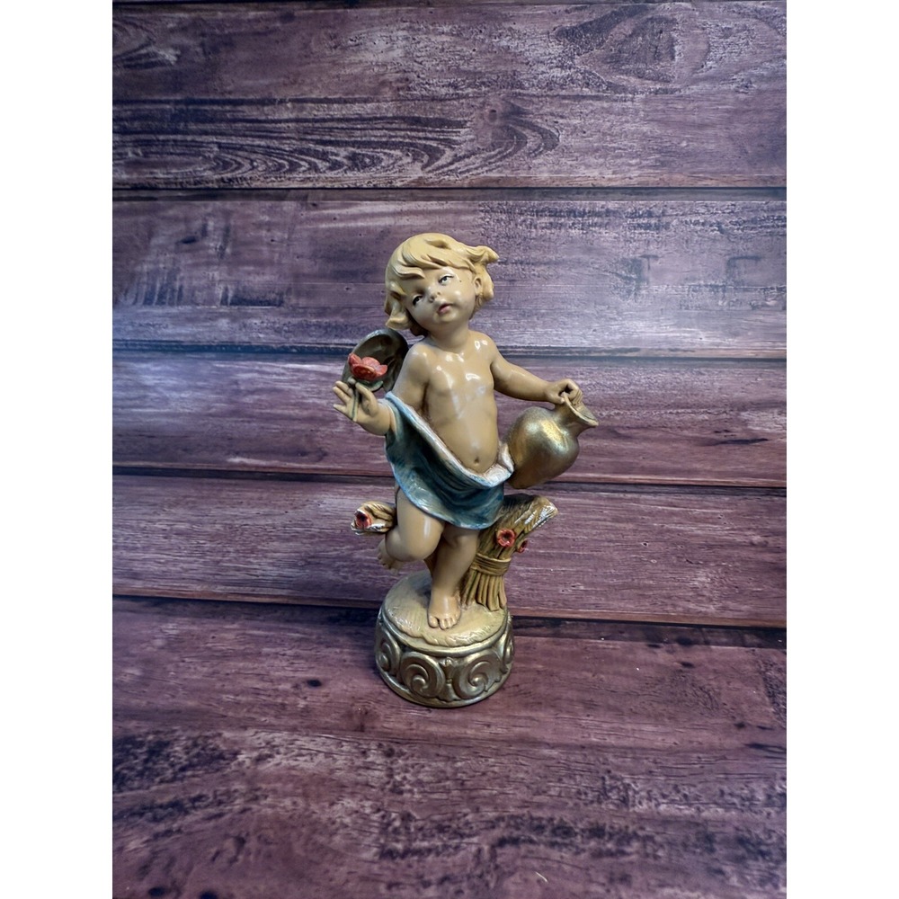 Roman Fontanini Figurine Italy Depose Bristol Falls simonetti cherub gold pot